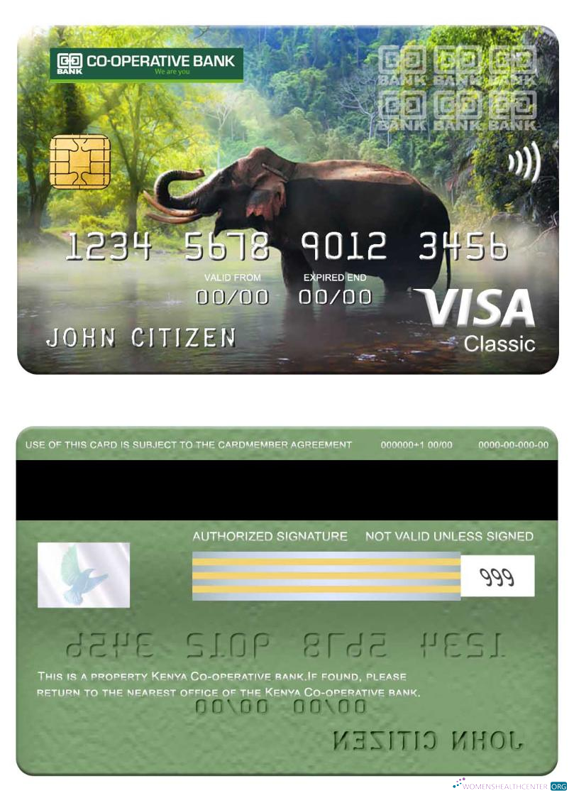 Download Kenya Co operative Bank visa classic card Photoshop template
